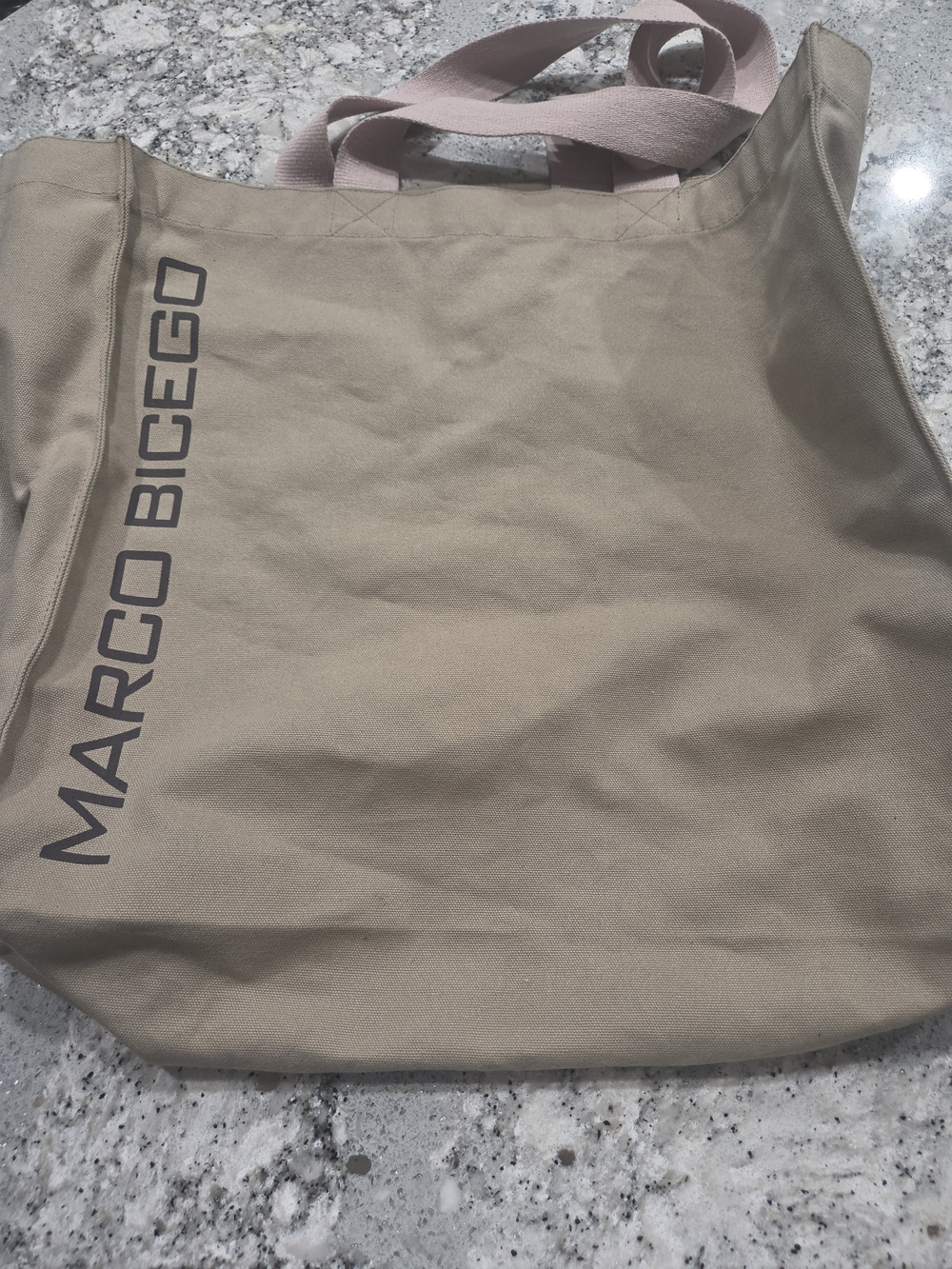 Marco Bicego Tan Canvas Tote with Pink Handles